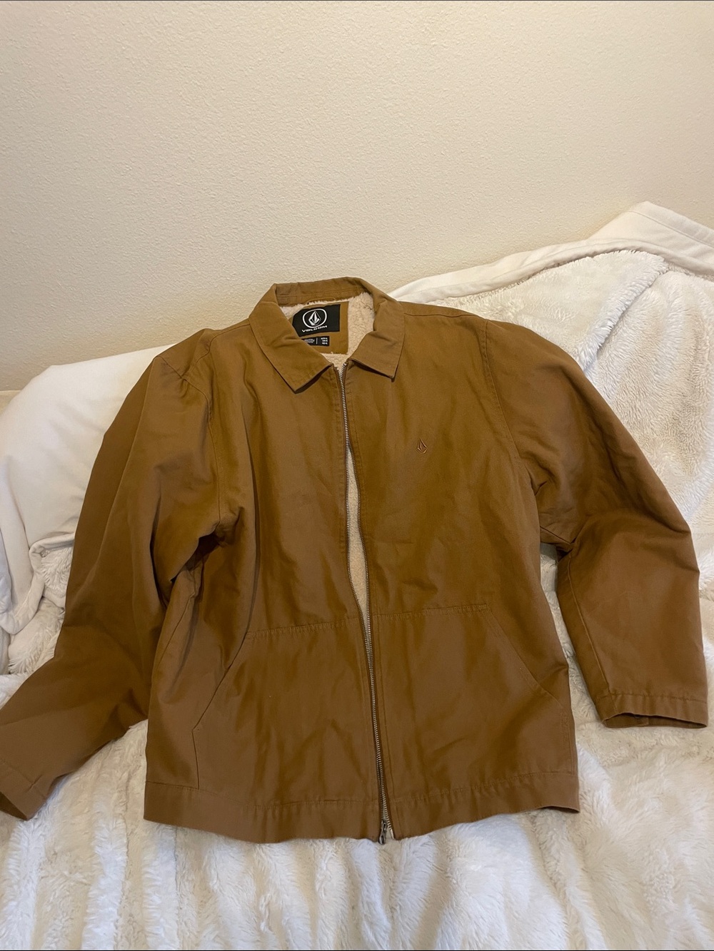 Volcom men’s Tan Brown Zip Bomber Jacket